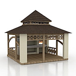 gazebo with bbq 3D Model Preview #6890a366