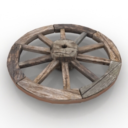 wheel old wood 3D Model Preview #5d0784a2
