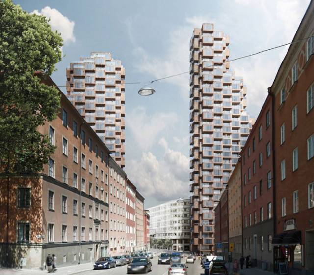 Norra Tornen Towers by OMA, Stockholm, Sweden