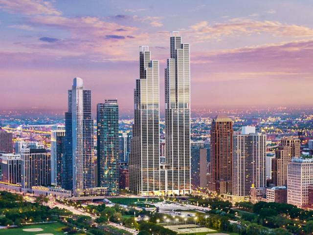 South Loop neighbourhood skyscrapers, Chicago, USA