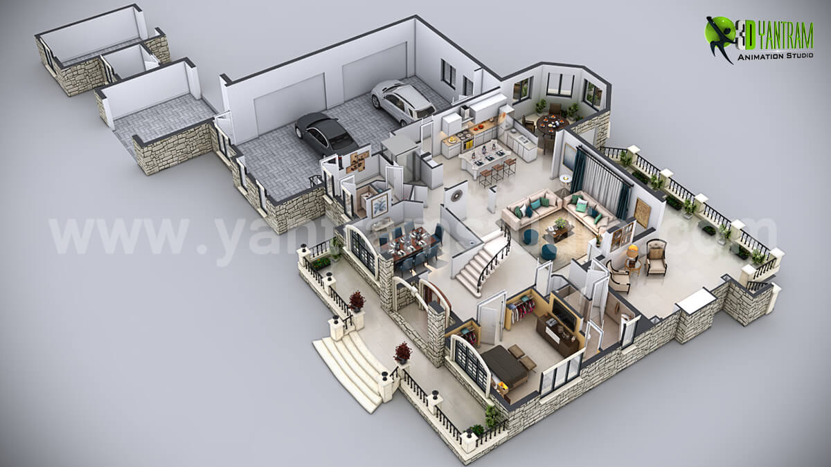 Architectural Home Design by Yantram Animation Studio (USA) | Category:  House Complex & Neighbourhood, Type: Interior
