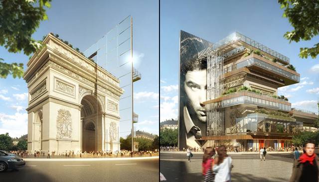 Mixed-use building wrapped around the Arc de Triomphe, Paris, France