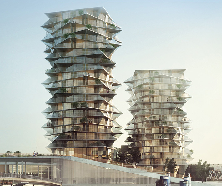 Cacti towers by BIG, Copenhagen, Denmark
