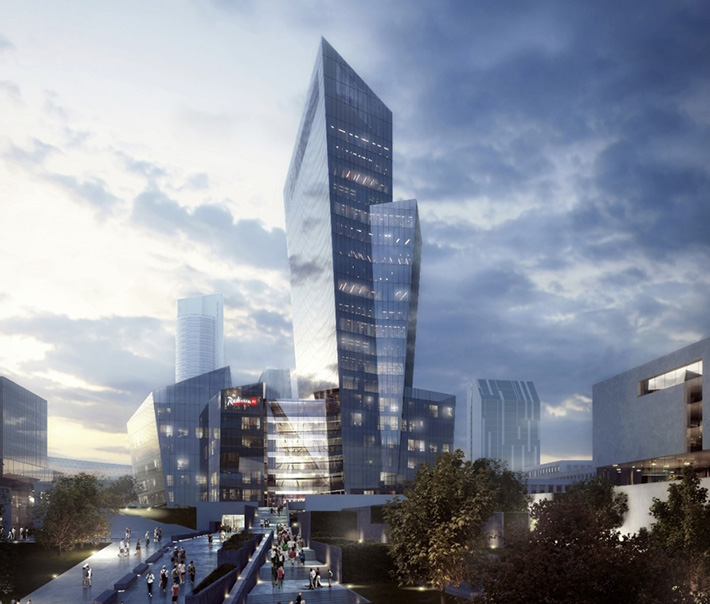 Mixed-use tower by Studio Libeskind, Vilnius, Lithuania