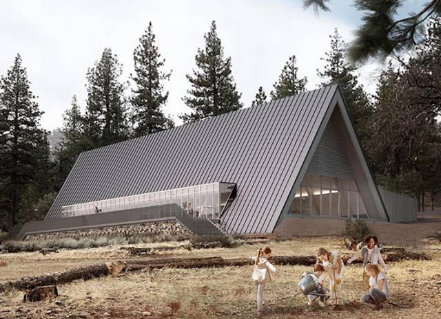A-frame cabins for Camp Lakota, Los Angeles, United States