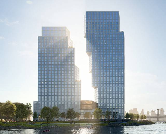 Greenpoint Landing towers by OMA, Brooklyn, New York, USA