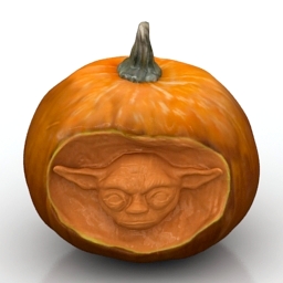 Pumpkin Halloween Yoda 3D Model Preview #e409c8f4