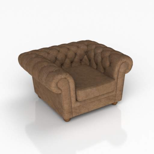 chesterfield armchair 3D Model Preview #bea050bd