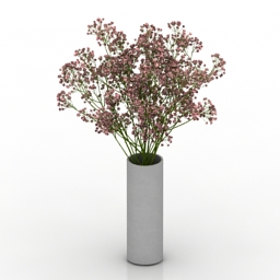 vase baby's breath flower 3D Model Preview #81d70175