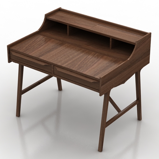 Table Cosmorelax Walnut Ottosen Writing Table 3D Model Preview #8c19b2f2