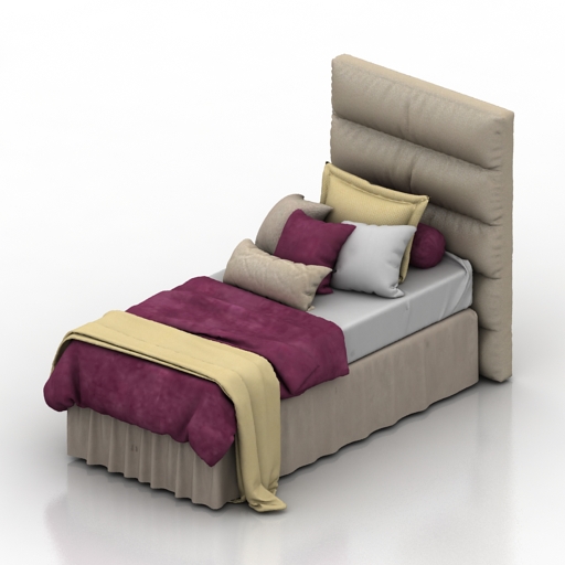 Bed single 3D Model Preview #1f4dcdc0