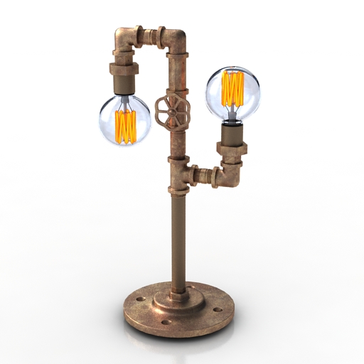 Lamp Edison Bulb With Pipes 3D Model Preview #c14bdf23