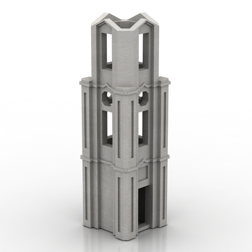 tower clock small baroque 3D Model Preview #d70ae8a6