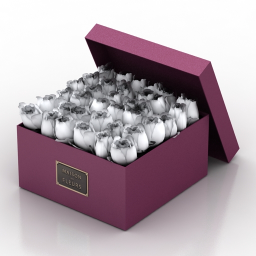 box with white roses 3D Model Preview #ce291438
