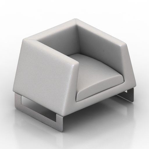 Armchair white 3D Model Preview #622fa52f