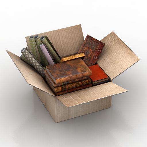 box cardboard box-books papers 3D Model Preview #6acf2d8c