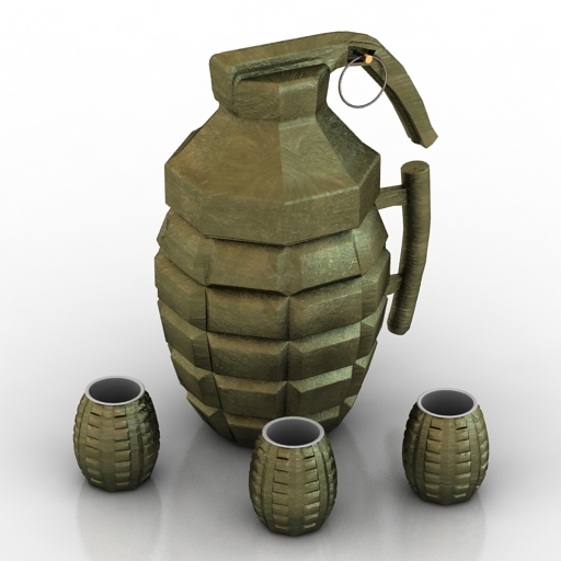 Set Military Teapot and cups 3D Model Preview #5284d7ad