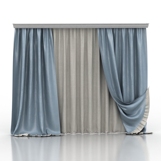 Curtain Double-row 3D Model Preview #ba6e538a