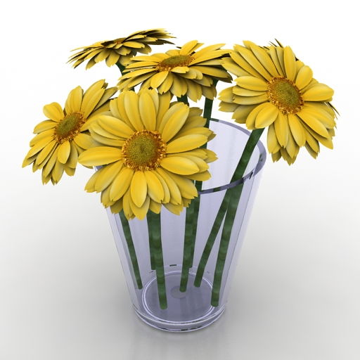 vase flowers gerbera 3D Model Preview #6134dfed