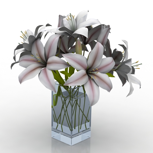 vase lily bouquet 3D Model Preview #110f503d
