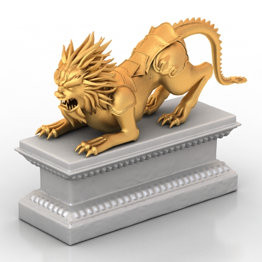 Sculpture lion gold 3D Model Preview #d9a3cde9
