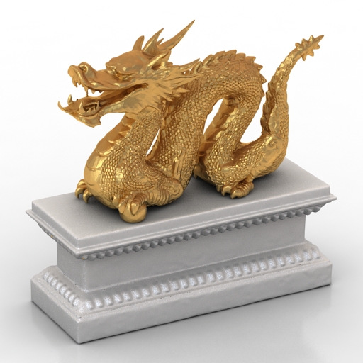 Sculpture dragon gold 3D Model Preview #b8940298
