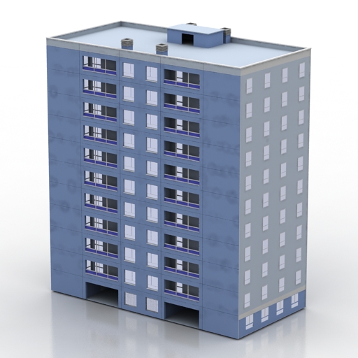 building italian social housing 70s 3D Model Preview #a640c750