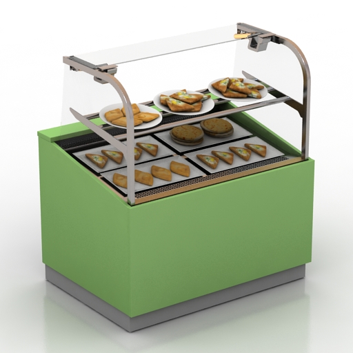showcase heated showcase with three types of khachapuri 3D Model Preview #11988647