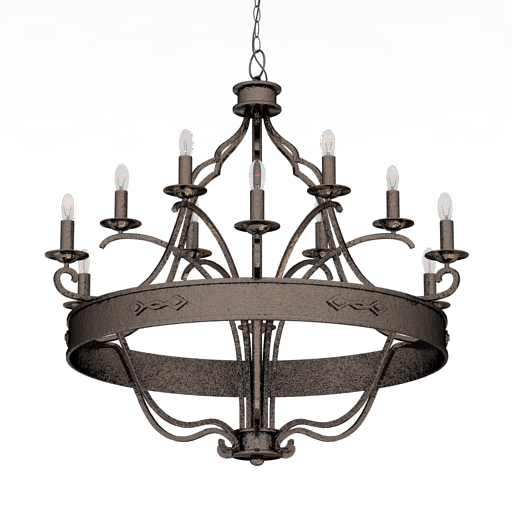 Luster wrought iron chandelier 2 3D Model Preview #ba28eada