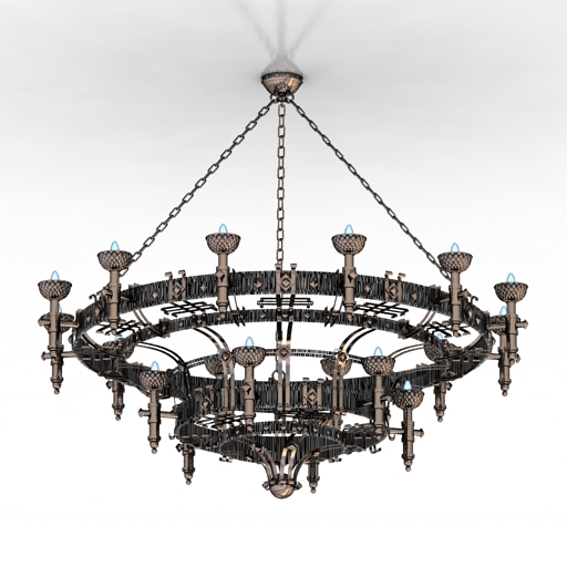 Luster Wrought iron chandelier 3D Model Preview #c7518eea