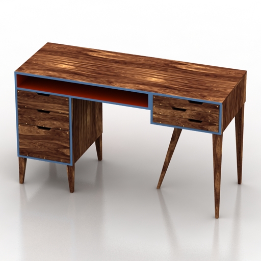 Table Heirloom Mid Century Modern Solid Walnut Desk 3D Model Preview #1b02231e
