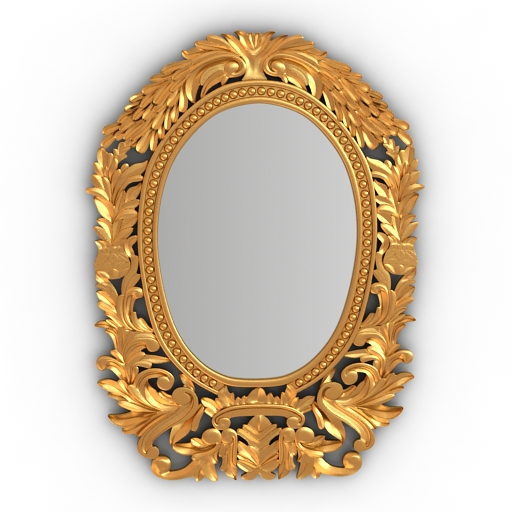 Mirror Classic Golden Frame 3D Model Preview #ac022a64