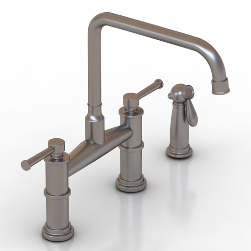 faucet artesso two handle bridge kitchen faucet with spray 3D Model Preview #427a6429