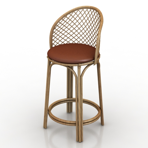 Chair Sanderson Rainforest Rattan Bar stools 3D Model Preview #401c958d