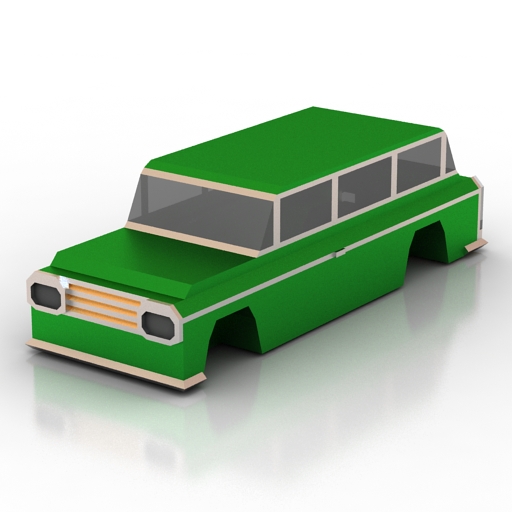 car body station wagon 1960s lowpoly 3D Model Preview #3eccb67f