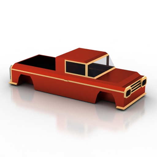 car body lowpoly pickup body 1960s 3D Model Preview #eb80a01e