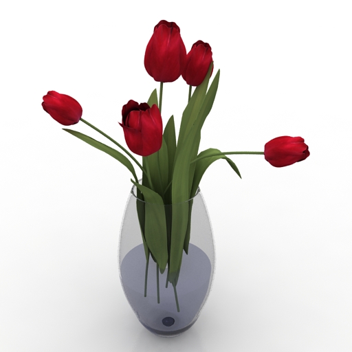 vase red tulp flowers 3D Model Preview #11ecb0c0