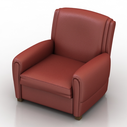 Armchair red 3D Model Preview #30ba30fb
