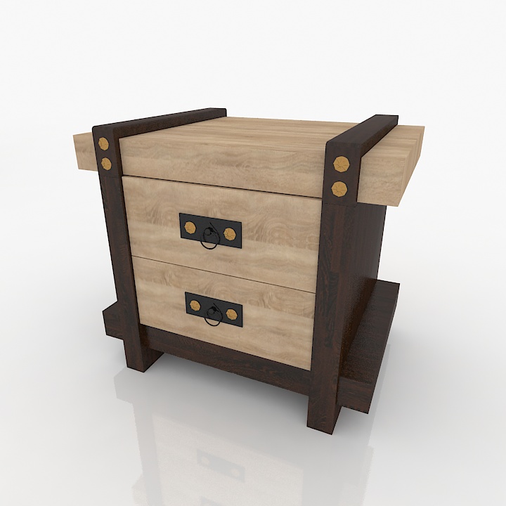 Bedroom Set Country Nightstand 3D Model Preview #6a70048b