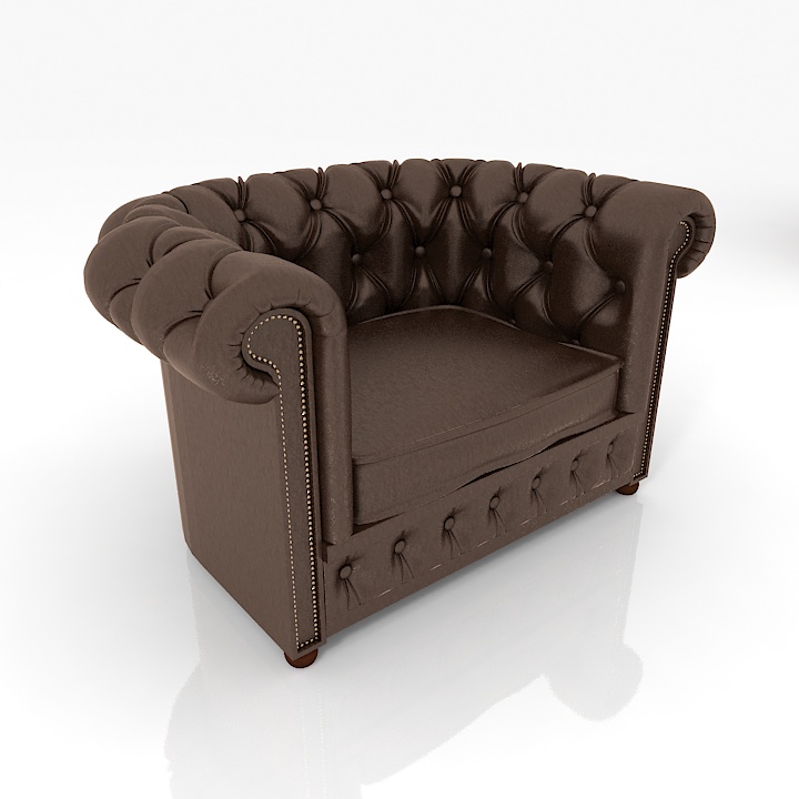 chesterfield lux armchair 3D Model Preview #0d43af10