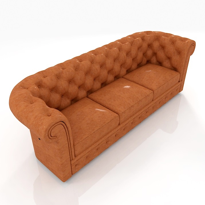 Chesterfield 3seat Armchair 3D Model Preview #e1be6f16