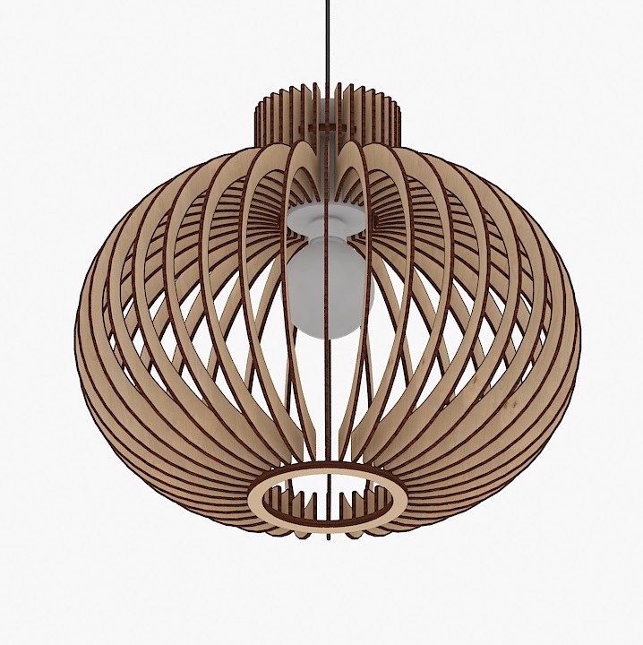 Scandinavian style wooden hanging lamp BOTEH 3D Model Preview #f0348cb0