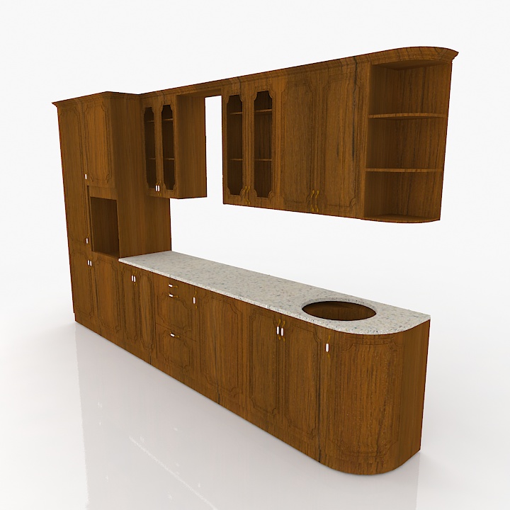 classic wood kitchen 3D Model Preview #787953e9
