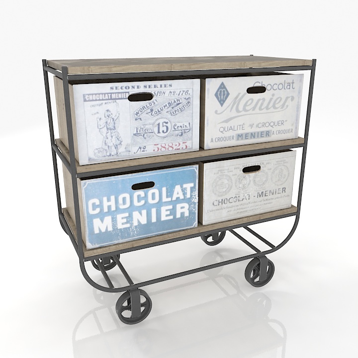 loft art meison box commode cart 3D Model Preview #0acfb94b
