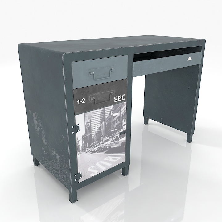loft art black & white table 3D Model Preview #b5567941