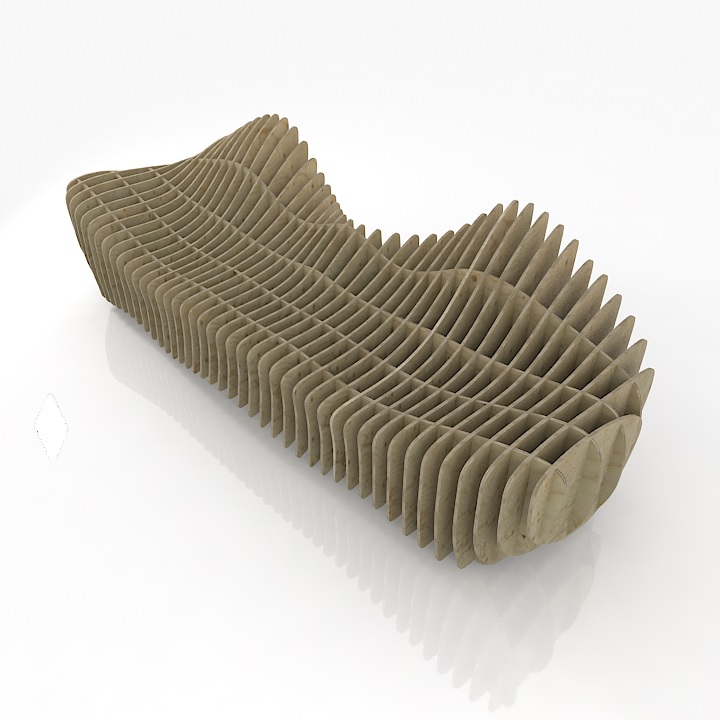 Plywood Bench Parametric 3D Model Preview #36a81ef6