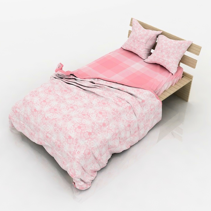 pink bed 3D Model Preview #6279231d