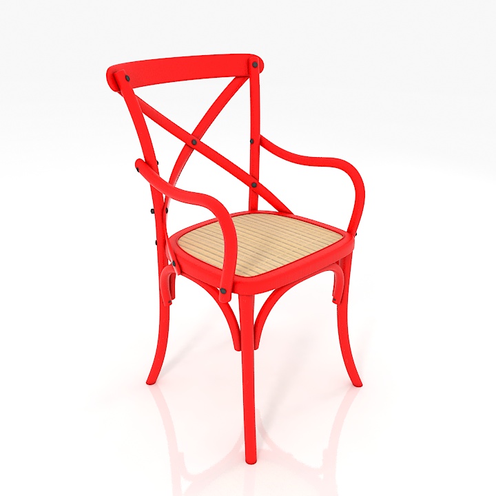 rattan color chair 3D Model Preview #66fcd420