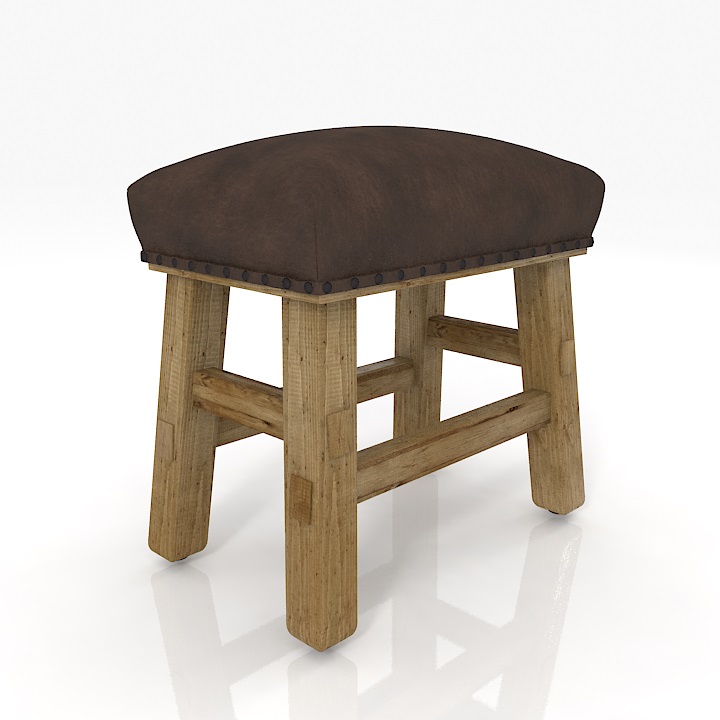 pottery barn - caden leather stool chair 3D Model Preview #42a1aa95