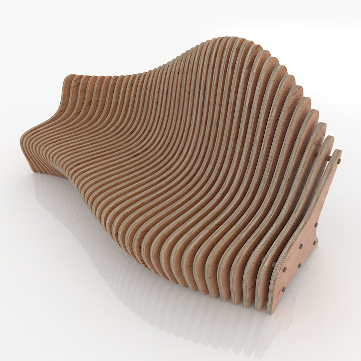 plywood furniture sofa bench 3D Model Preview #36056e0e